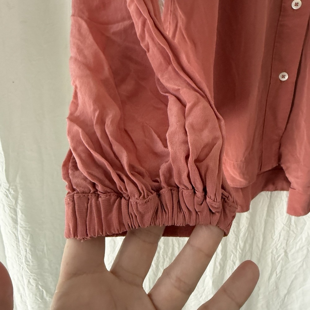 All Saints Womens Long‎ Sleeve Hezzy Blouse Top Size US 6 Coral Salmon Pink - Picture 6 of 12